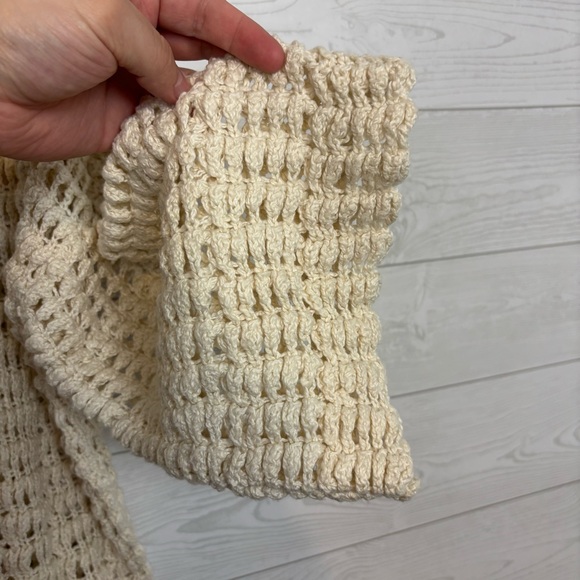 Free People Cozy Pullover Crochet Knit Blouse Ivory Size XL - Picture 8 of 12